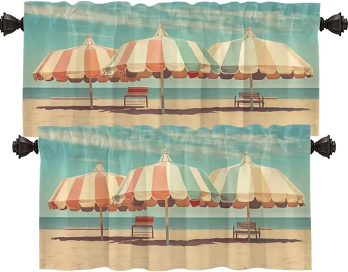 Vista 42 de Shrahala Cortinas de nivel de chakras con mandala beige para ventanas de cocina, paneles de cortina de ventana de mandala multicapa de poliéster