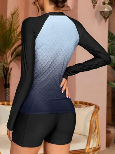 Vista 2 de ATTRACO Traje de baño de manga larga para mujer, con protección UV UPF 50+, con cremallera, de secado rápido