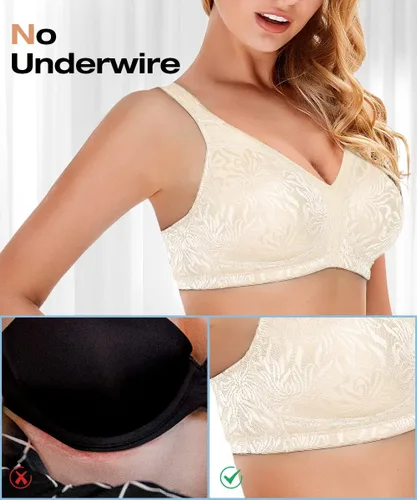 Vista 3 de Wingslove Sujetador reductor sin aros para mujer, talla grande, sin relleno, suave, figura completa