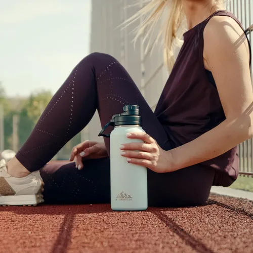 Vista 7 de Hydrapeak - Botella de agua de 32 onzas, con tapa Chug, reutilizable, de acero inoxidable, a prueba de fugas, aislamiento térmico al vacío de doble