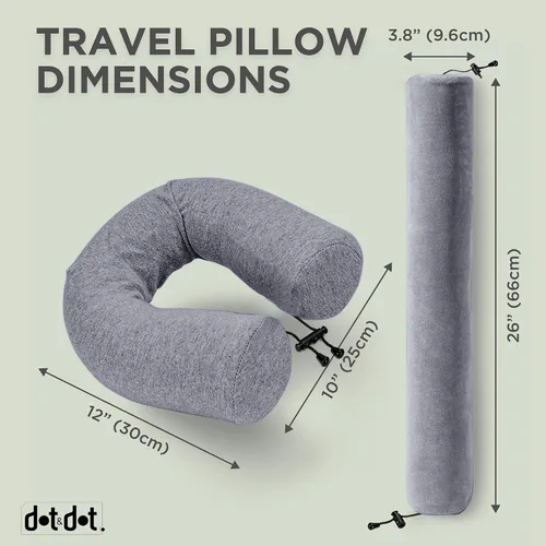 Vista 6 de Dot&Dot Almohada de viaje de espuma viscoelástica para aviones - Almohada de viaje para dormir - Almohada de avión para soporte de cuello, barbilla