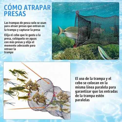 Vista 6 de Windyun Red de pesca de 3 piezas con plomada resistente, portátil, plegable, para langosta, cangrejo, trampa de pesca con mango telescópico largo