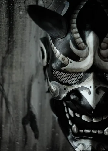 Vista 2 de Hannya Kabuki Demon Oni Máscara de Airsoft BB Gun Disfraz de Halloween Evil Cosplay MA242