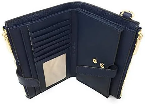 Vista 3 de Michael Kors Jet Set Viaje Doble Cremallera Saffiano Cuero Pulsera (Marina)