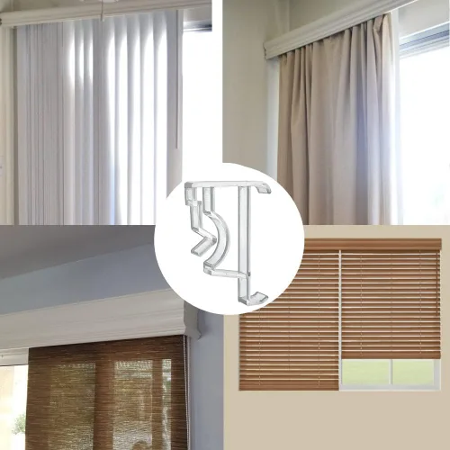 Vista 3 de Clips de cenefa, 10 piezas de plástico transparente de 2 pulgadas, soporte oculto para cenefa de ventana, piezas horizontales de imitación y madera