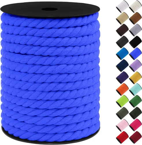 Vista 43 de Cordón de macramé de algodón, 0.315 in x 131 pies, hilo grueso para manualidades, cuerda trenzada de 3 hebras para colgar en la pared, ganchos