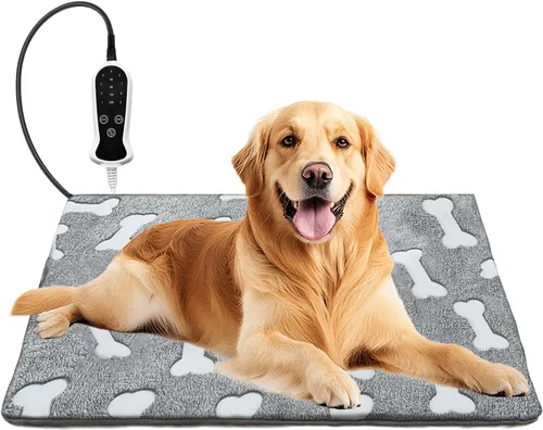 Vista 17 de Almohadilla térmica para mascotas para perro, 9 ajustes de tiempo y tubo protector de metal, añade calentamiento de cuerda de alambre, viene