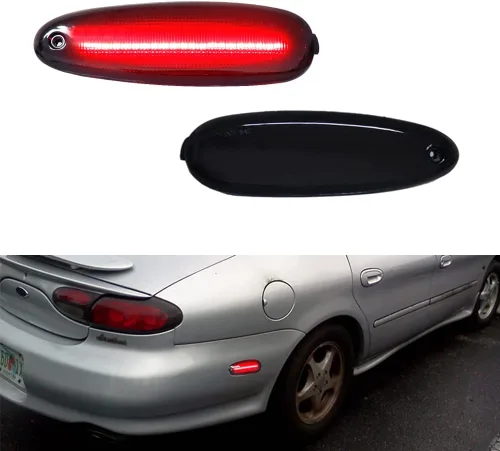 Vista 8 de Para 1996-1999 Ford Taurus 1996-1999 Mercury Sable 2002-2005 Ford Thunderbird Parachoques Trasero Lado Marcador Carcasa Lente Ahumada