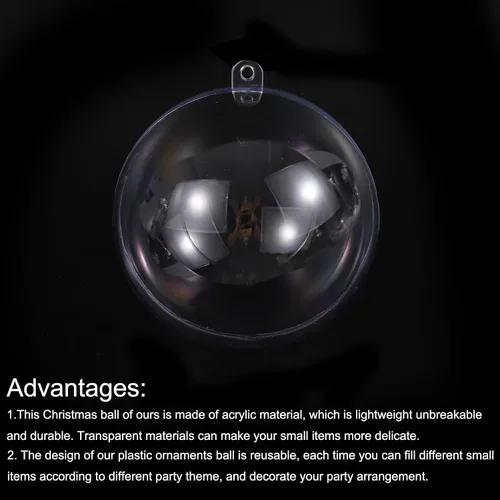 Vista 4 de MECCANIXITY 40 bolas de plástico transparente de 1.57 pulgadas para adornos de Navidad, bolas acrílicas para manualidades, árboles de Navidad