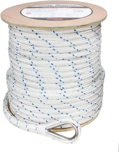 Vista 21 de Extreme Max 3006.2514 BoatTector - Línea de anclaje de nailon con doble trenza con dedal, 1/2" x 150', color blanco con trazador azul Blanco con azul