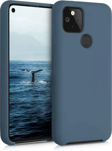 Vista 16 de kwmobile Funda compatible con Google Pixel 5 - Funda de silicona TPU con acabado suave - Blue Reef