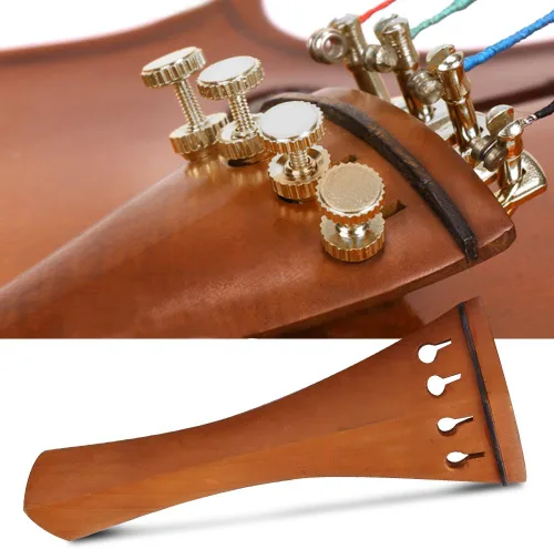 Vista 2 de Accesorios de violín 4/4, kit completo de piezas de madera para violín con soporte para barbilla, clavijas de afinación de corcho