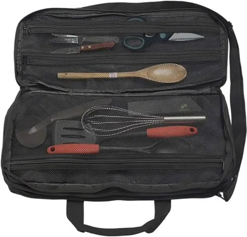 Vista 3 de EVERPRIDE, bolsa para cuchillo de chef profesional, con correa para el hombro. Bolsa premium para cuchillos, utensilios de cocina. Con visualización