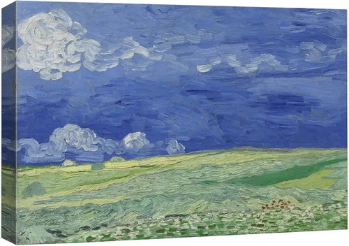 Vista 18 de Van Gogh - Lienzo con diseño giclée de olivos con cielo amarillo y sol, arte de pared de galería, estirado y enmarcado, listo para colgar, 24 x 36