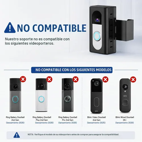 Vista 3 de KIMILAR Soporte Antirrobo para Timbre de Video Compatible con Timbre de Video Inalámbrico Ring/Blink, Accesorios de Soporte de Montaje Ajustable