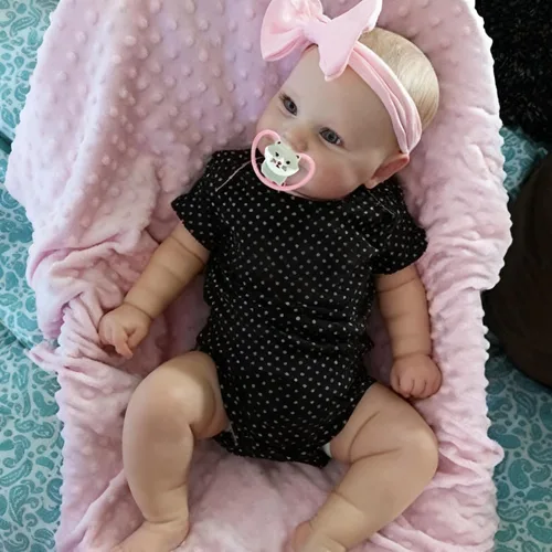 Vista 3 de iCradle Lovely Real Look Reborn Baby Doll Girl 20 pulgadas 19.7 in cuerpo completo suave vinilo muñeca bebé realista pintado pelo recién nacido