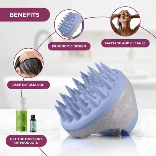 Vista 7 de Biotin Shampoo with Scalp Scrubber Set - Cepillo de champú para el cabello y exfoliante de silicona para el cuero cabelludo con champú voluminizador