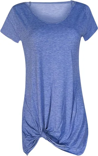 Vista 4 de Hesxuno - Vestido de verano de manga corta para mujer, diseño de nudo torcedurado, estampado de moda