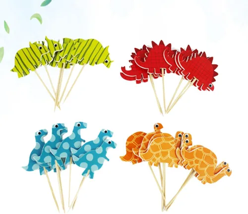 Vista 7 de 96pcs Dinosaur Cake Toppers Cartoon Birthday Party Decoration Picks