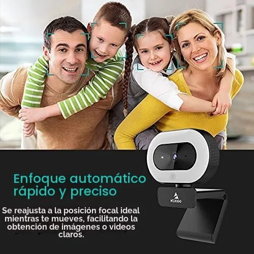 Vista 6 de NexiGo StreamCam N930E con software, cámara web de 1080P con luz de anillo y cubierta de privacidad, enfoque automático, Plug and Play, cámara web