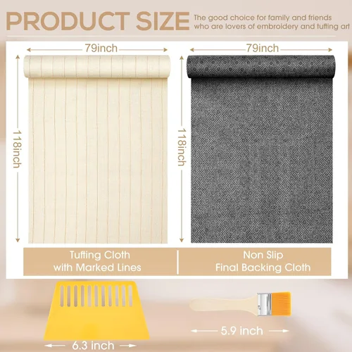 Vista 2 de Tudomro 4 piezas de 79 x 118 pulgadas extra grandes de tela para alfombras y tela antideslizante para hacer manualidades de alfombras, contiene