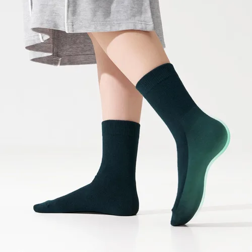 Vista 3 de JAKIDAR Calcetines de algodón para mujer, bonitos, cómodos, transpirables, casuales, atléticos, calcetines de cuello redondo, regalo colorido