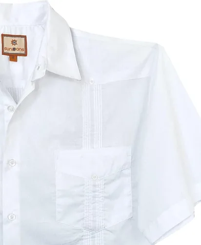 Vista 3 de SUNINCANS Camisa tradicional Guayabera con botones para hombre