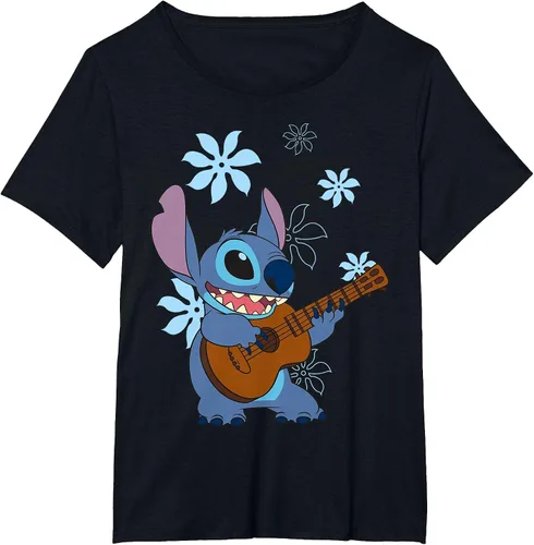 Vista 15 de Camiseta de danza floral Lilo & Stitch con ukelele para niñas Gris asfalto