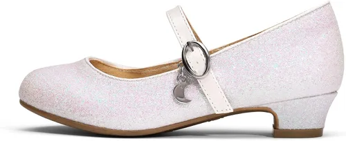 Vista 3 de DREAM PAIRS Zapatos de vestir Mary Jane de tacón bajo para niñas con flores de princesa para bodas y fiestas