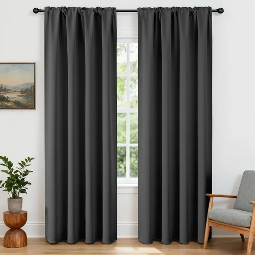 Vista 10 de CUCRAF Cortinas opacas de 45 pulgadas de largo, juego de 2 paneles para dormitorio, bolsillo para cortinero, cortinas de oscurecimiento
