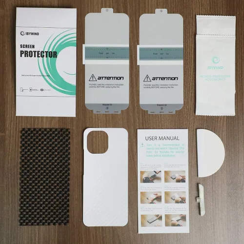 Vista 9 de Ibywind 2 protectores de pantalla para Xiaomi Mi11 5G de 6.81 pulgadas, película de TPU flexible, con 1 protector de lente de cámara, 1 película