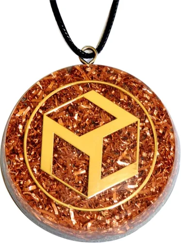Vista 6 de Collar con Colgante Reversible de Orgón de Geometría Sagrada GRANDE 2.25 pulgadas 10.7cm