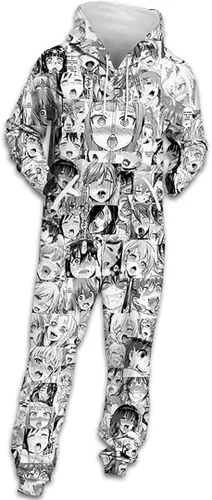 Vista 2 de Anime 3D Ahegao Pelele de los Hombres Harajuku Streetwear Party Punk Rock Mono de Fitness Divertido Pijama de Cosplay Ropa