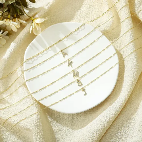 Vista 5 de Yoosteel Regalos para el día de San Valentín para niñas y ella, collares con iniciales de oro para mujer, chapado en oro, collar con dije de letra