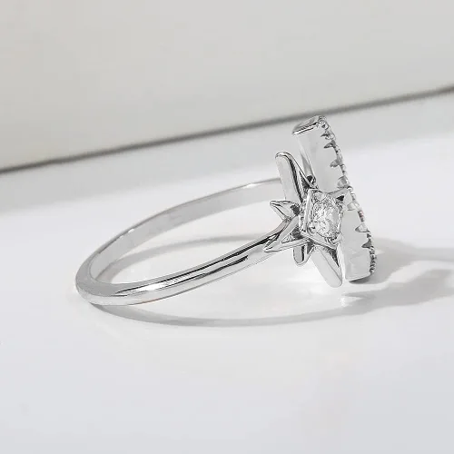 Vista 5 de Anillos de luna cúbica para mujer anillo abierto AAAA circonita cúbica luna y estrella abierta ajustable para EE UU 5-9 Metal Metal Cristal Zirconia