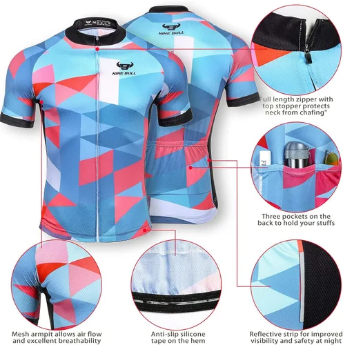 Vista 2 de Conjunto de camiseta de ciclismo para hombre, camiseta reflectante de secado rápido y pantalones cortos de ciclismo acolchados 3D, Spqx-10