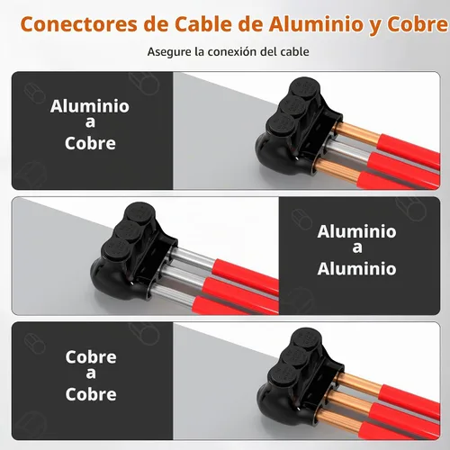 Vista 4 de Joinfworld Conector multigrifo aislado de 3 puertos 1/0-14AWG de aluminio a cobre, conectores de aluminio de entrada de un solo lado con hexagonal