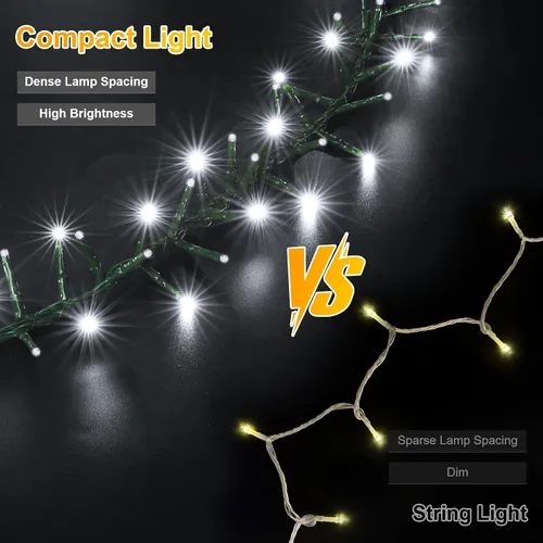 Vista 5 de LAMPHOME 500 Luces LED de Navidad para Exteriores con Destellos en Cadena Extensibles, Decoración Navideña, Luces Enchufables con 8 Funciones