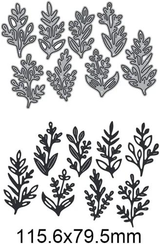 Vista 4 de 8 piezas de hojas troqueladas de corte de metal, plantillas de manualidades de bricolaje, 8 unidades, hojas para álbumes de recortes, plantillas