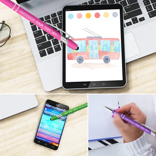 Vista 5 de Bolígrafos personalizados con lápiz óptico y grabado gratis, bolígrafos personalizados para negocios, graduación, aniversarios (hasta 500 unidades)