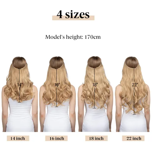 Vista 5 de SARLA Extensiones de cabello con alambre invisible con 3 clips, postizo sintético corto, ondulado, rizado, diadema ajustable transparente