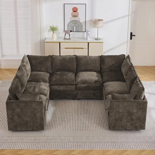 Vista 112 de Otomana cuadrada grande de 27 pulgadas con almacenamiento, reposapiés tapizado moderno con patas antideslizantes para sofá, mesa de café, sala