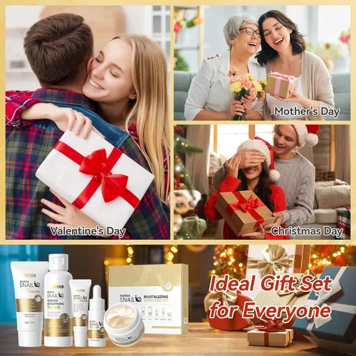 Vista 7 de Set de cuidado de la piel, juegos y kits revitalizantes para el cuidado de la piel de caracol facial, regalos para niñas adolescentes con limpiador
