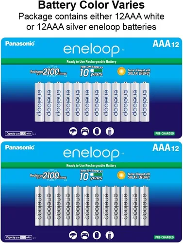 Vista 2 de Eneloop Panasonic - Baterías recargables AAA (paquete de 12) y cargador rápido avanzado