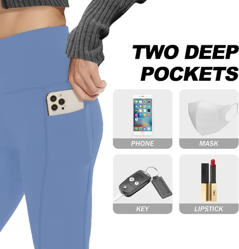 Vista 2 de CAMPSNAIL Paquete de 4 leggings de cintura alta para mujer, pantalones de yoga suaves con control de abdomen para entrenamiento, correr