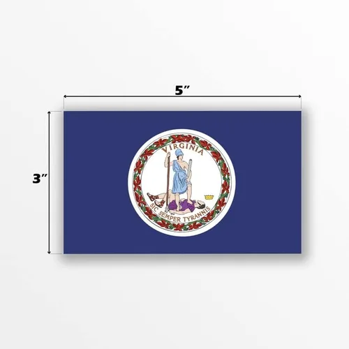 Vista 2 de Adhesivo adhesivo de la bandera del estado de Virginia, paquete de 2, 5 x 3 pulgadas, vinilo de alta calidad AW352