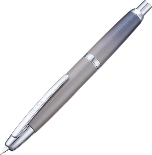 Vista 64 de Jinhao 10 Press Pluma estilográfica con caja, punta mediana retráctil de oro mate cepillado con juego de convertidor de tinta (clip dorado)