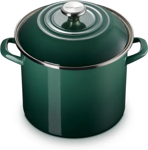 Vista 31 de Le Creuset - Olla tradicional esmaltada en acero, 12 cuartos de galón, Oliva con pomos de acero inoxidable