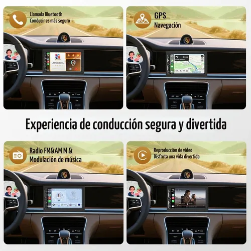 Vista 5 de Haudio Estéreo de coche de 7 pulgadas con perilla, CarPlay inalámbrico y Android Auto Android 13 Unidad principal de doble DIN: 2GB+32GB, 1024x600