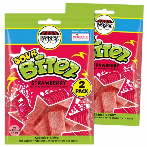 Vista 11 de DOUzzle Kosher, Fiddlestix - Caramelo de regaliz masticable Oh-So-Strawberry (4.4 onzas, 3 unidades) sin sabores ni colores artificiales, sin OMG